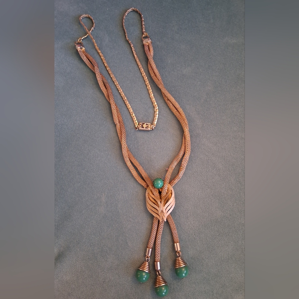 Art Deco Style Green Bead Necklace